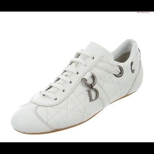 Dior White Cannage Leather Sneakers size 8